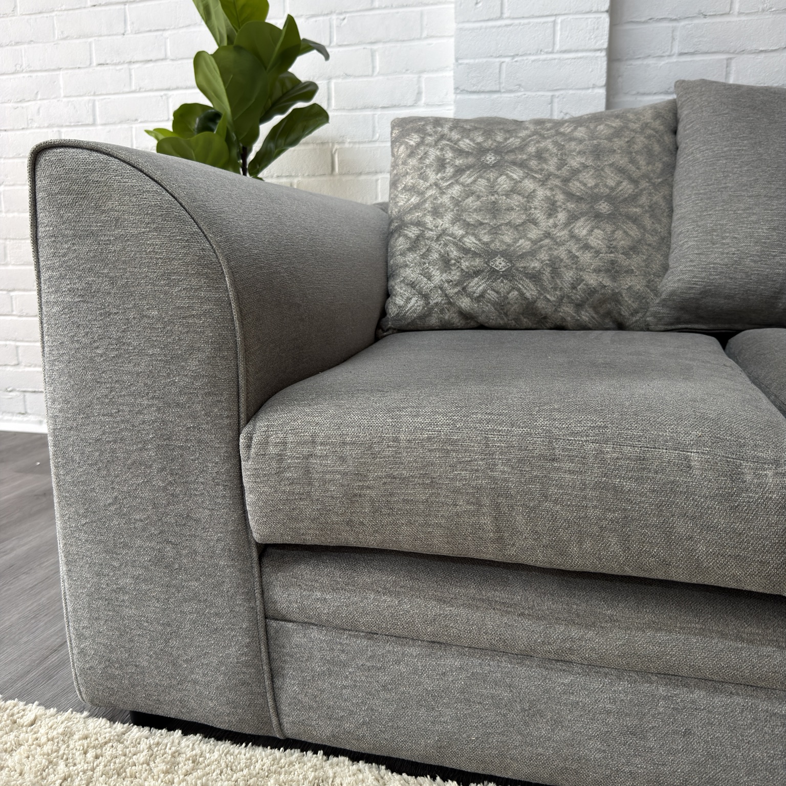 Grey corner sofa upholstery and cushions